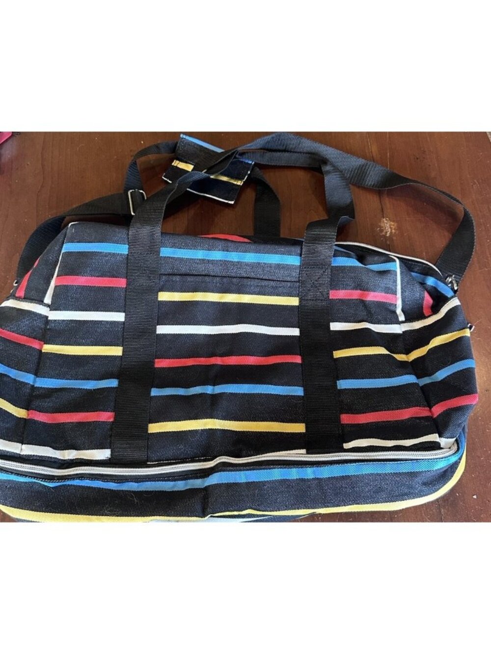 Woman Within Striped Weekender Bag With Shoe Compartnent NWOT